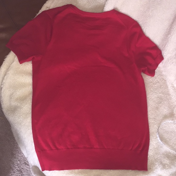 Lands’ End short sleeve red sweater knit blouse - Picture 2 of 4